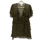 MISA Los Angeles  Olive Dotted Chiffon Tiered Ruffled Feminine Mini Dress Size XS Photo 1