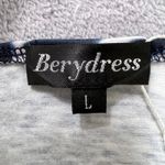 Berydress Blue White Animal Print Wrap Dress Sz Large 3/4‎ Sleeve Women's Midi Photo 3