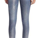 frame denim FRAME Le Skinny De Jeanne Metallic Jeans Canon Foil Blue Metallic Size 27 NEW Photo 0