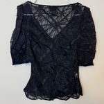 BCBGMAXAZRIA  Silk Sheer Lace Top Size 10 Medium Large Whimsigoth Grunge Y2K Boho Photo 5