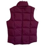 Lands End Wmn's Down Goosedown Puffer Vest Mulberry/Burgundy Button Front S EUC Purple Photo 1