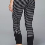 Lululemon  Runday Crop Size 10 Parallel Stripe Black White Zipper Ankle Photo 2