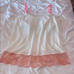 American Eagle  Outfitters White Cami with Pink Straps and lace trim Photo 0