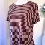 Woman’s Sz M Adorable Striped Knit Top W Cute Ruffle Short Sleeves Multi Size M Photo 2