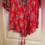 American Rag CIE Red Floral Boho Romper Size Large Photo 2