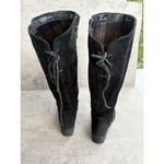 Born Womens Felicia Boot Size 8.5 WIDE CALF Tall Black Suede Block Heel Distress Photo 4