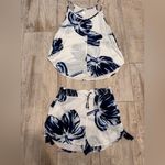 Gap White and Blue Floral Pajama Set Photo 0