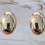 Vintage Clip On Earrings Mirrored Gold Tone Oval 7/8" Photo 0