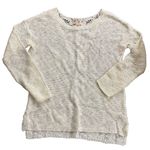 Hippie Rose  white knit sweater long sleeve size M lace back Photo 0