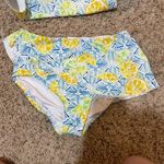 Lands' End  4 Twist Front Underwire Tankini Skirt Bottoms Swimsuit Set Lemons Blue Photo 10