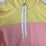 J.Crew women's medium color block hoodie pullover pink yellow spring sweatshirt Photo 4