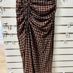 ALC Frank A.L.C. Orly Ruched Checked Crepe Midi Skirt Black/Brandy Brown Women's Size 2 Photo 2