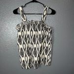 J.Crew  Size 0 Black White Ikat Print Sleeveless Blouse – Ruffle Neck Tank Top – Photo 3