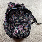 Vera Bradley Backpack Quilted Paisley Print Black Pink Blue Yellow Travel School Photo 0