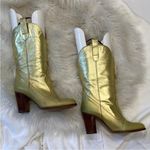 Fiorucci Vintage Gold Leather Cowboy Cowgirl Boots Vntg size 37 Rare Metallic Photo 3
