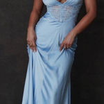 House Of CB  L D-DD ‎ 'Rafaela' Soft Blue & Pure Silk Lace Maxi Dress NWOT $285 Photo 0
