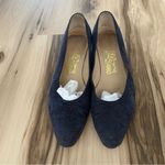Salvatore Ferragamo Vintage  Navy Blue Suede Almond Toe Slip on Shoes Photo 2