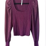 Anthropologie Puff Sleeve Shimmer Sweater Plum size xs Photo 0