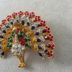 Vintage Gold Multicolor Peacock Broooch Pin Photo 4