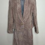 Lord & Taylor 100% Silky Pig Suede Brown Set Skirt Blazer size 10 / 12 vintage Tan Photo 0