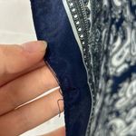 Vintage Silky Satin Navy Blue Paisley Print Scarf OS Photo 7