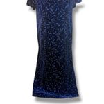 Another Thyme Blue Velvet Maxi Dress Glitter Leaf Pattern Vintage 18 Large 8 Photo 7