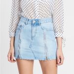 Neon Blonde Siren Zip‎ Cut Off Denim Mini Skirt in Shattered Blues Blue Size undefined Photo 0