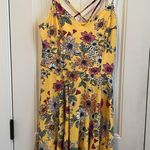 The General Good Yellow Floral Crisscross Spaghetti Strap Tank Dress Photo 4