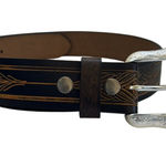 Women's Leather Hand Tooled Belt Size Medium Cowgirl Western Festival Rodeo Brown Photo 0