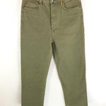 RE/DONE 70s Ultra High Stove Pipe Jeans Raw Hem Straight Button Fly Green 30 NWT Photo 0