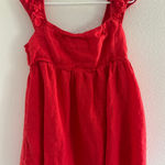 Solai Mini Dress Womens Large Cherry Red Linen Preppy Beachy‎ Coastal Resortwear Photo 0