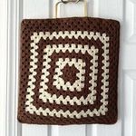 Handcrafted Made Spain Boho Vintage Retro Crocheted Granny Square Shopper Tote Photo 0