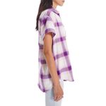 MOTHER Denim Short Sleeve Shirt Cotton Plaid Paying In Sand Dollars NEW Photo 3