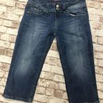 Vigoss  Jeans Knee Shorts Capris Blue Denim Women's Size 5 Flap Back Pockets Photo 0