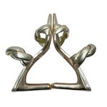 Open Edit  Sandals Size 6.5 Gold Metallic Twisted Double Strap‎ Slip On Heels Photo 4