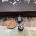 Vintage 60s Yellow Daisy Cabochon Stud Earrings Stainless Steel Black Photo 7