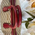 Michael Kors Mercer Medium Duffle Satchel Handbag Natural Tan Cherry Red Photo 5