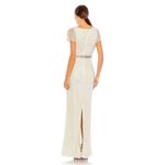 Mac Duggal NWT Beaded Butterfly Sleeve Column Gown in Nude Silver Sz 14 Photo 1