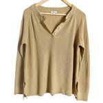 Rails  Piper Tan Long Sleeve Cashmere Blend Henley Sweater Size Large Photo 5