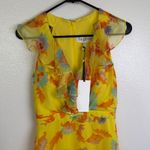 SALONI Silk Floral Dress Womens Size 2 Yellow RITA Flowy Ruffle Midi Dress * Photo 2