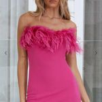 RUNAWAY THE LABEL Pink Mini Feather Dress Photo 1