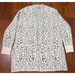 Evolution By Cyrus Open Cardigan Sweater Womens M Cheetah Leopard Slate Cozy White Size M Photo 1