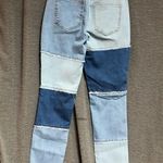 Rue 21 size 2 patched blue jeans scrap pieces various colors denim frayed seams Photo 6