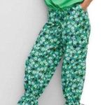 Diane Von Furstenberg Sz S Colorful Nylon Joggers Pants Green Leopard Print Photo 0
