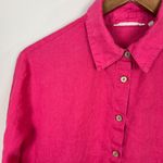 Soft Surroundings  Shirt Womens Medium Pink 100% Linen‎ Button Up Long Sleeve Photo 1