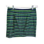 J.Crew Pleated Mini Skirt Blue Green Shiny Metallic Lined Textured 10 03990 Photo 2