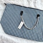 LULU DHARMA | Blue White Black Houndstooth Overnight Weekender Bag Luggage Tote Blue Photo 2