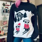 Karl Lagerfeld New with tags Karl Lagerfield Christmas Cat Karl & Coupette Graphic Ski Sweater Photo 2