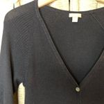 J.Jill Blue Ruffle Bottom Ribbed Three Quarter Sleeve Silk Blend Cardigan Medium Photo 3