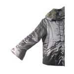 Silver Puffer Coat L Faux Fur Collar Outerwear Cabin Core Cozy Chic Ski Resort Size L Photo 10